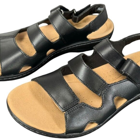 CLARKS Women Laurieann Style Black Leather Ortholite Sandals US 7.5W NEW - Picture 7 of 8